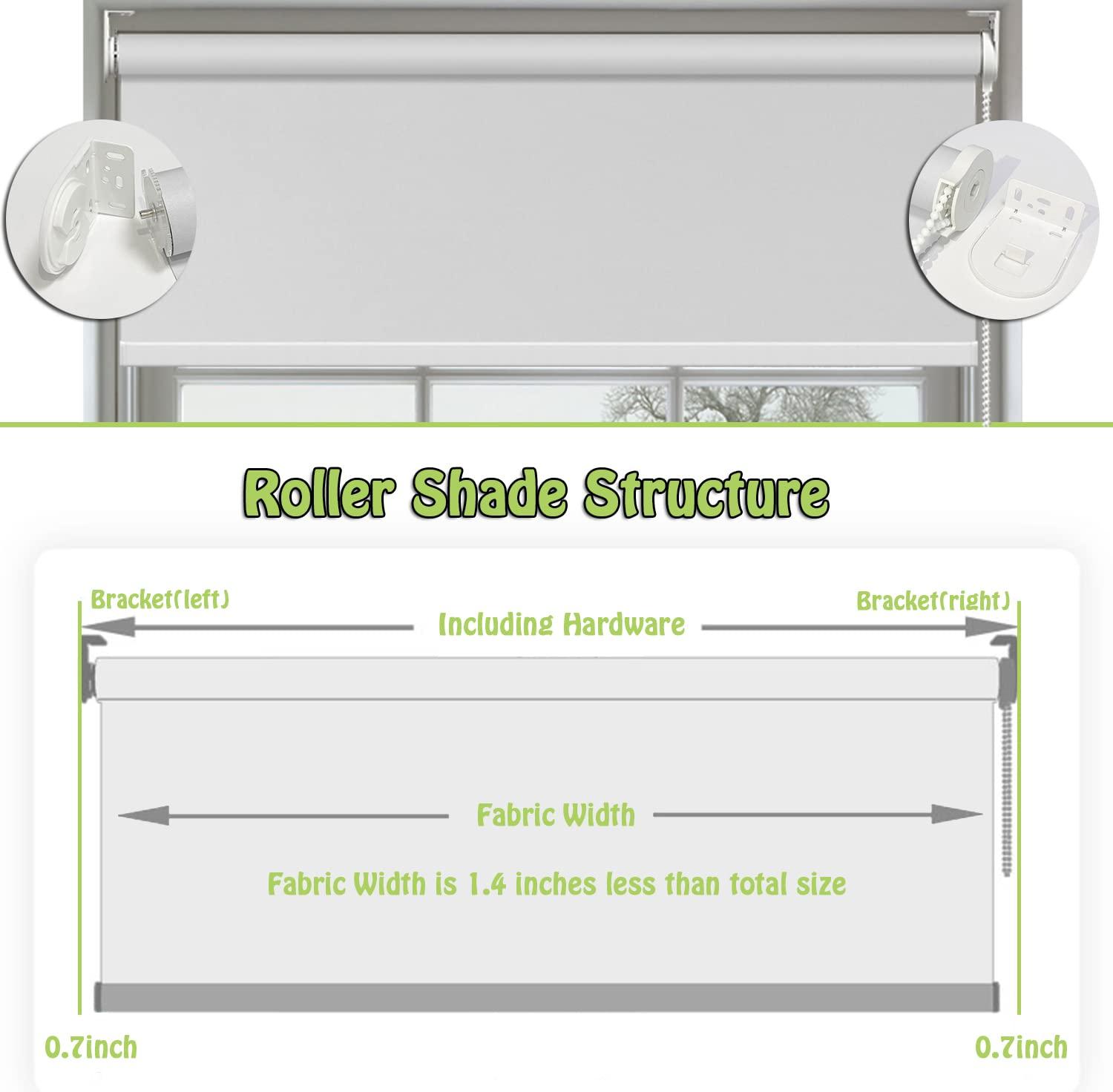 fhsblinds FHSBLINDS Custom Roller Window Shades Blinds for Windows-Room Darkening Waterproof Blackout Window Blinds & Shades for Home Kitchen Bedroom Office (Cool Silver 100% Blackout, 54" W x 64" H)