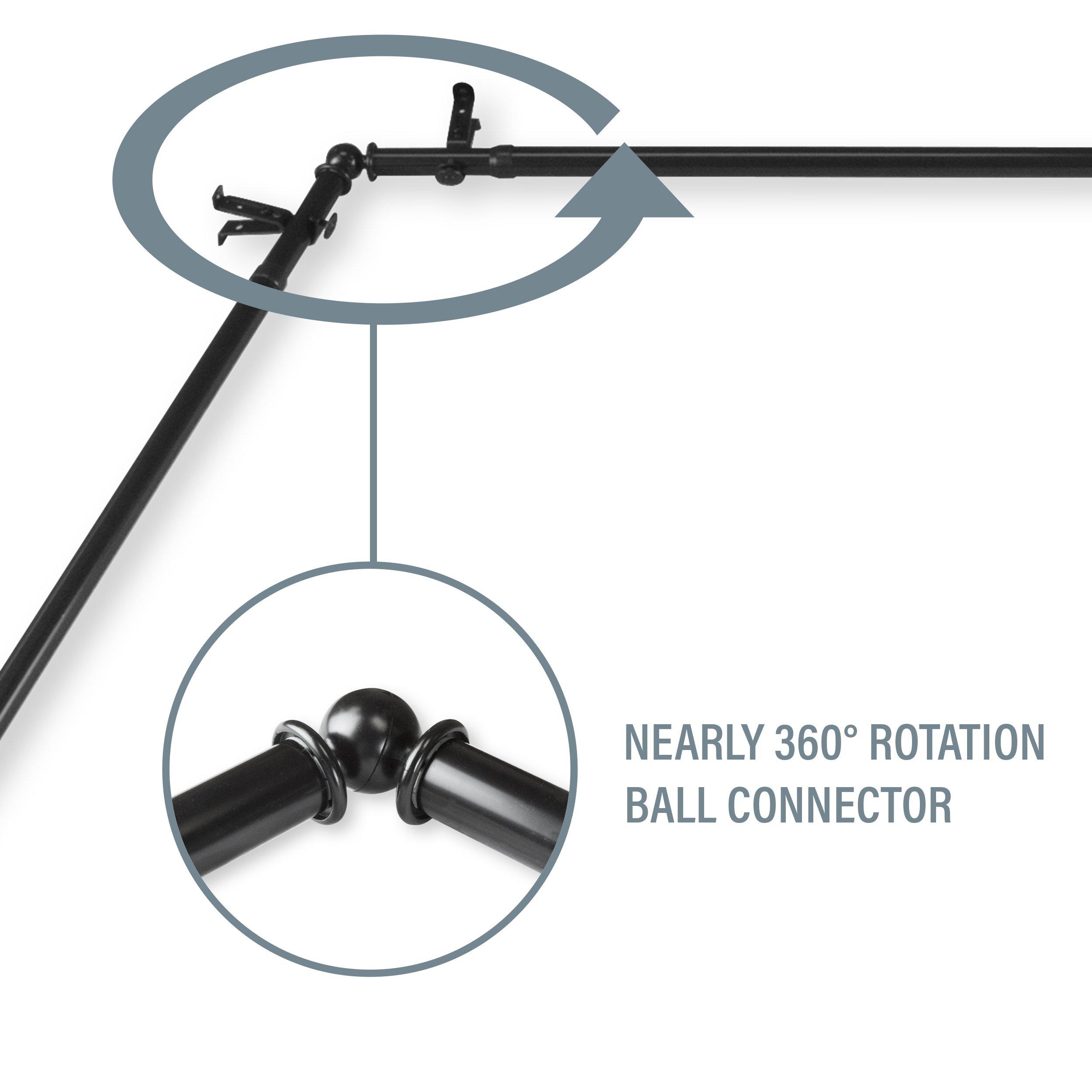 A&F Rod Dcor A&F Rod Dcor - Nadeen 13/16" 5-Sided Bay Window Curtain Rod 28-48 inch (each side) - Black