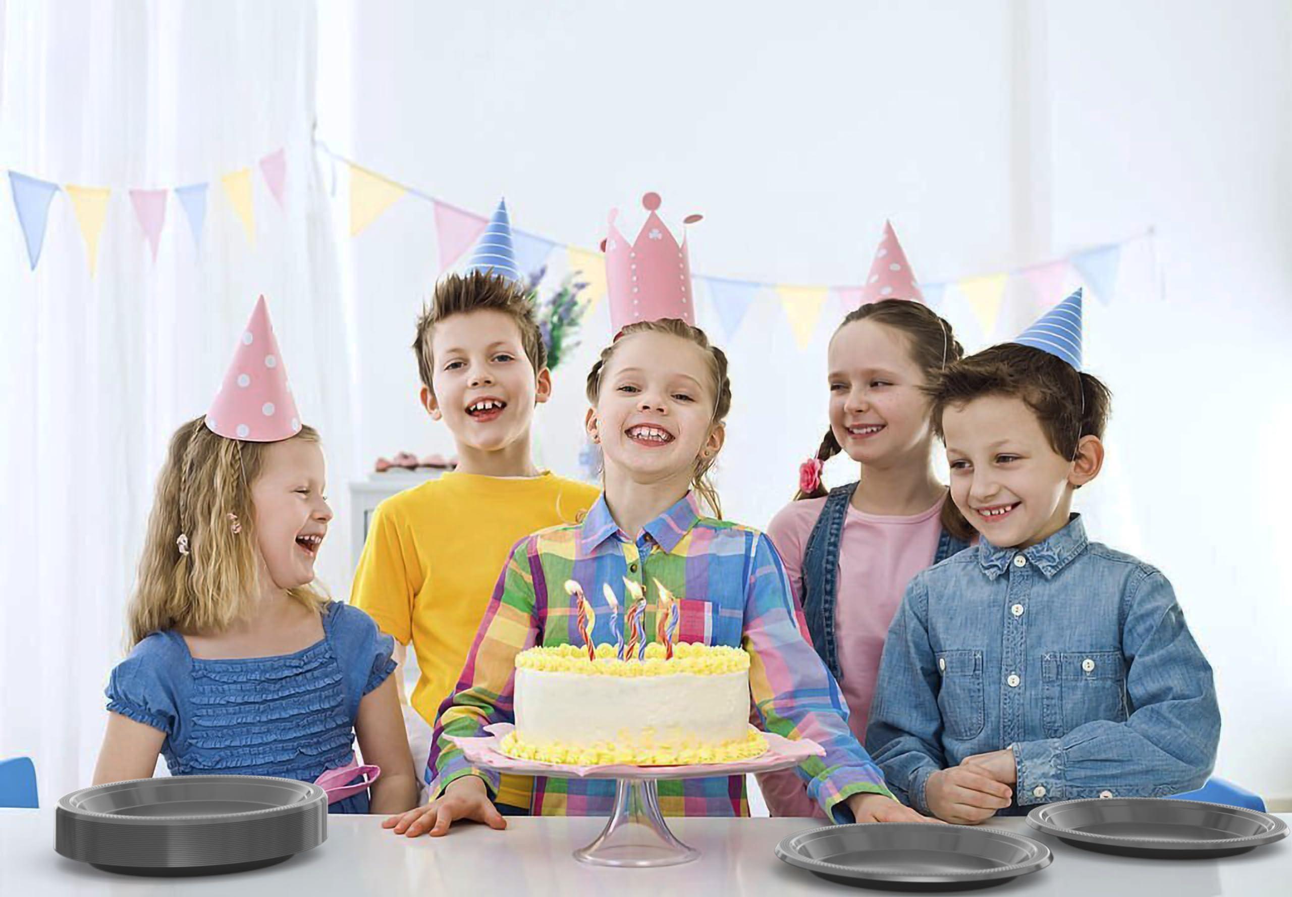 Exquisite Exquisite Silver Plastic Plates Disposable 9\" Plastic Dinner Plates 100 Pcs Silver Disposable Plates Plastic Plates For Party Plates Disposable Heavy Duty 350 GSM Silver Plates For Party.