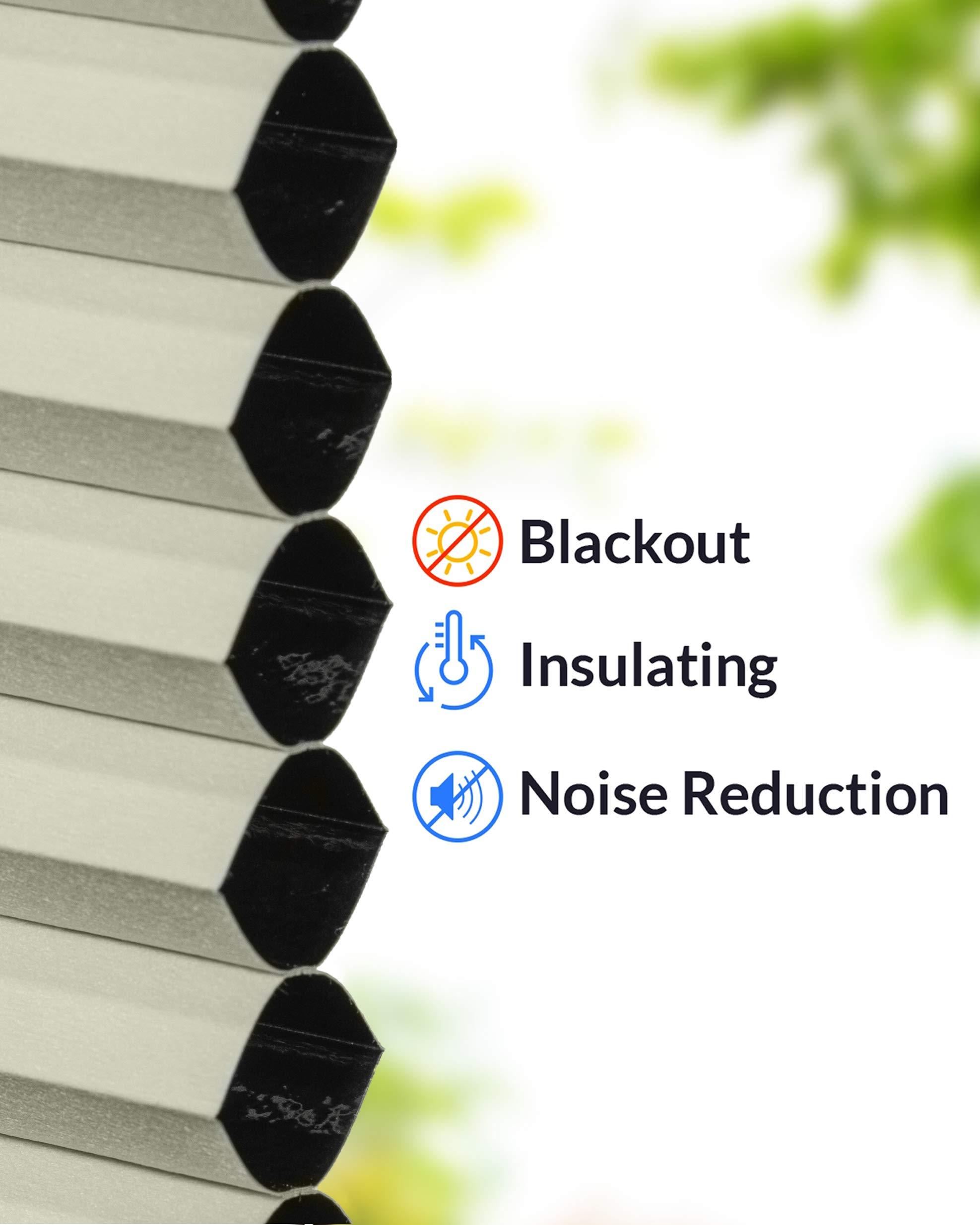 CHICOLOGY Custom Made Cordless Cellular Shades, Winter White (Blackout) Inside Mount,W:25" xH:72"