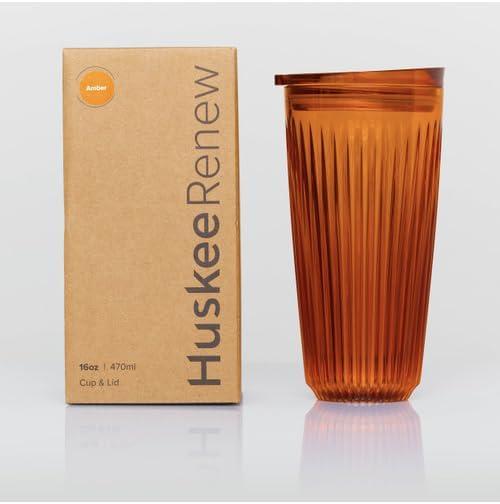 Huskee Huskee Renew Range Cup & Lid- Amber and Smoke - (6oz, 8oz, 12oz, 16oz) (Amber, 16oz Cup & Lid)