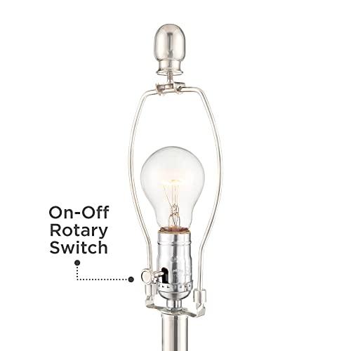 Regency Hill Regency Hill Luca Modern Table Lamps 25.5\" High Set of 2 with USB Charging Port Glass Chrome Silver Metal White Fabric Drum Shade for Living Room Bedroom House Bedside Nightstand Home