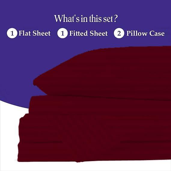 Silentnight Silentnight RV King (72X80) Burgundy Stripe 100% Egyptian Cotton Sateen Sheet Set, 800 Thread Count Soft & Smooth Durable 4 Piece Set 15\" Inch Deep Pocket Wrinkle & Fade Resistant