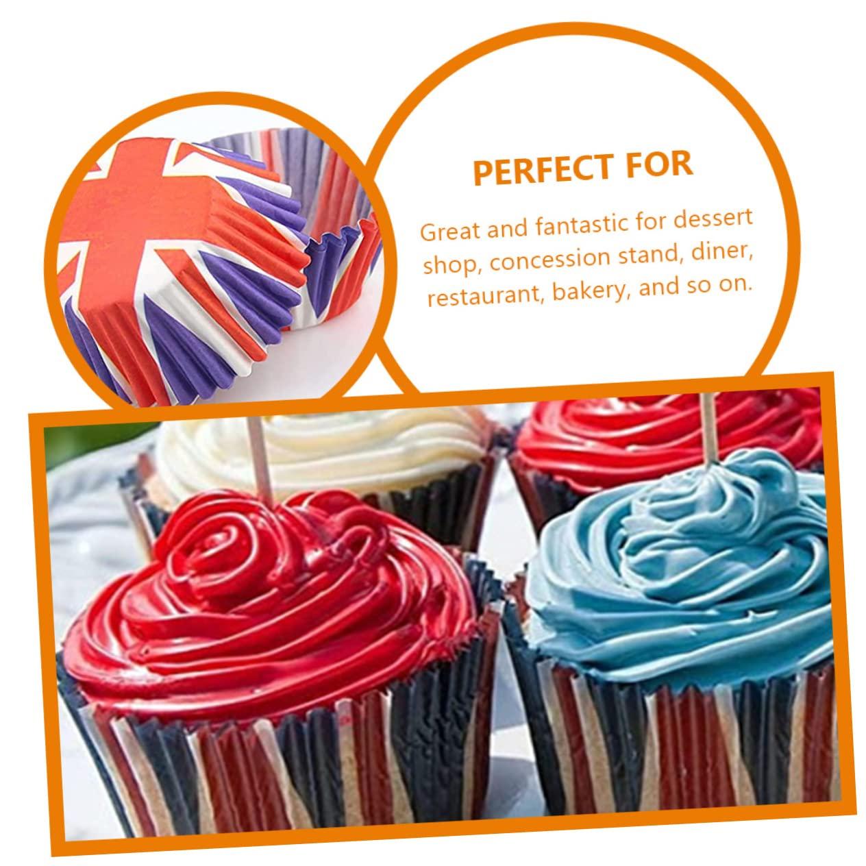 CATIEBYE CATIEBYE Heatproof 200pcs Union Jack Cake Cups British Flag Baking Muffin Cases Paper Liners for Baking Snacking