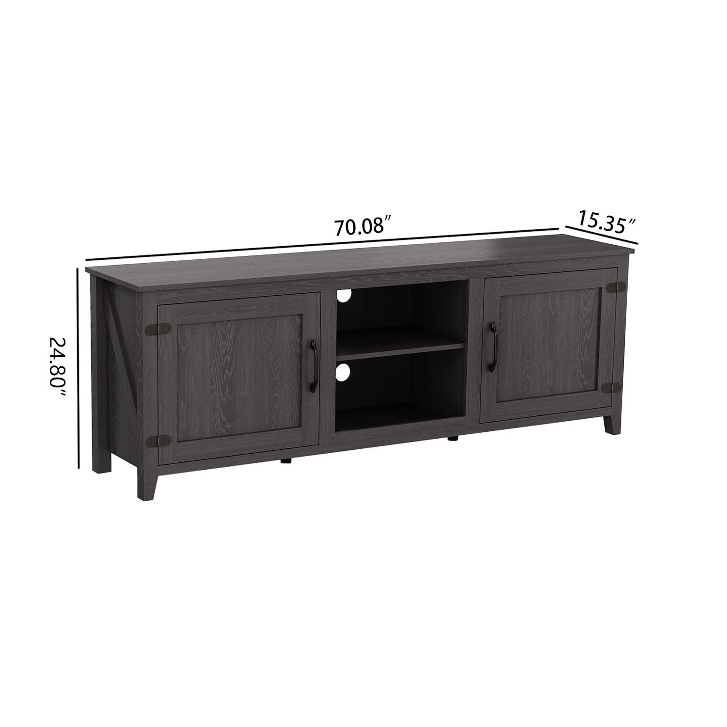 Generic TV Stand Storage Media Console Entertainment Center,Tradition Black,with Doors