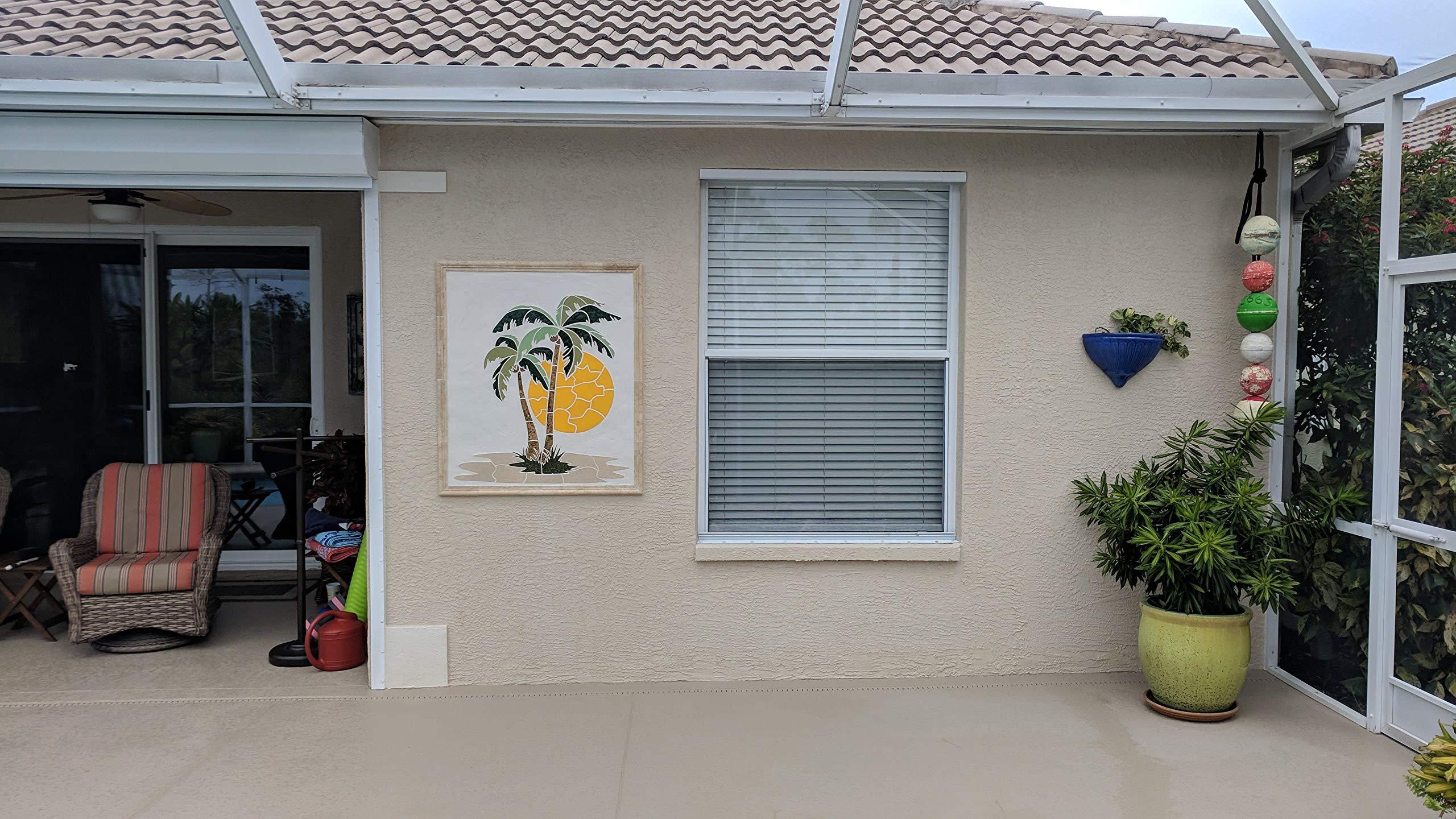 Blue Water Pool Mosaics Palm Tree 2 Ceramic Swimming Pool Mosaic (36\" x 34\")