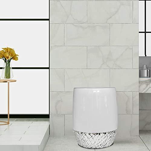 nu steel nu steel Bali Bathroom Wastebasket Bin Trash Can in Premium Resin and Chrome for Bathrooms & Vanity Spaces