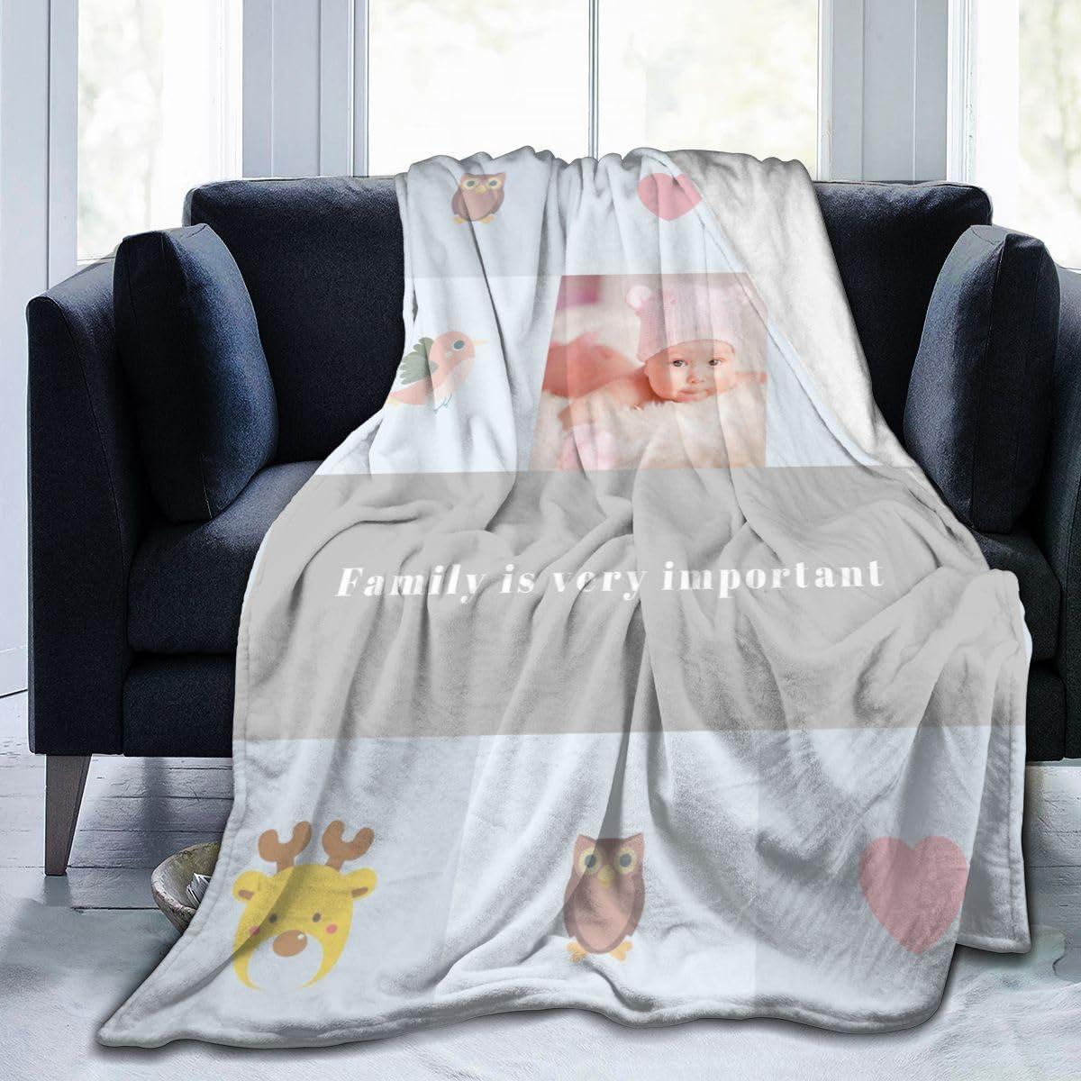 Yhbtgvrce Yhbtgvrce Customized Blanket, Using Photos of Family, Friends, Couples Or Pets, Personalized Blankets for Girlfriend Boyfriend Dad Mom Friend, Custom5, 60\"x80\"