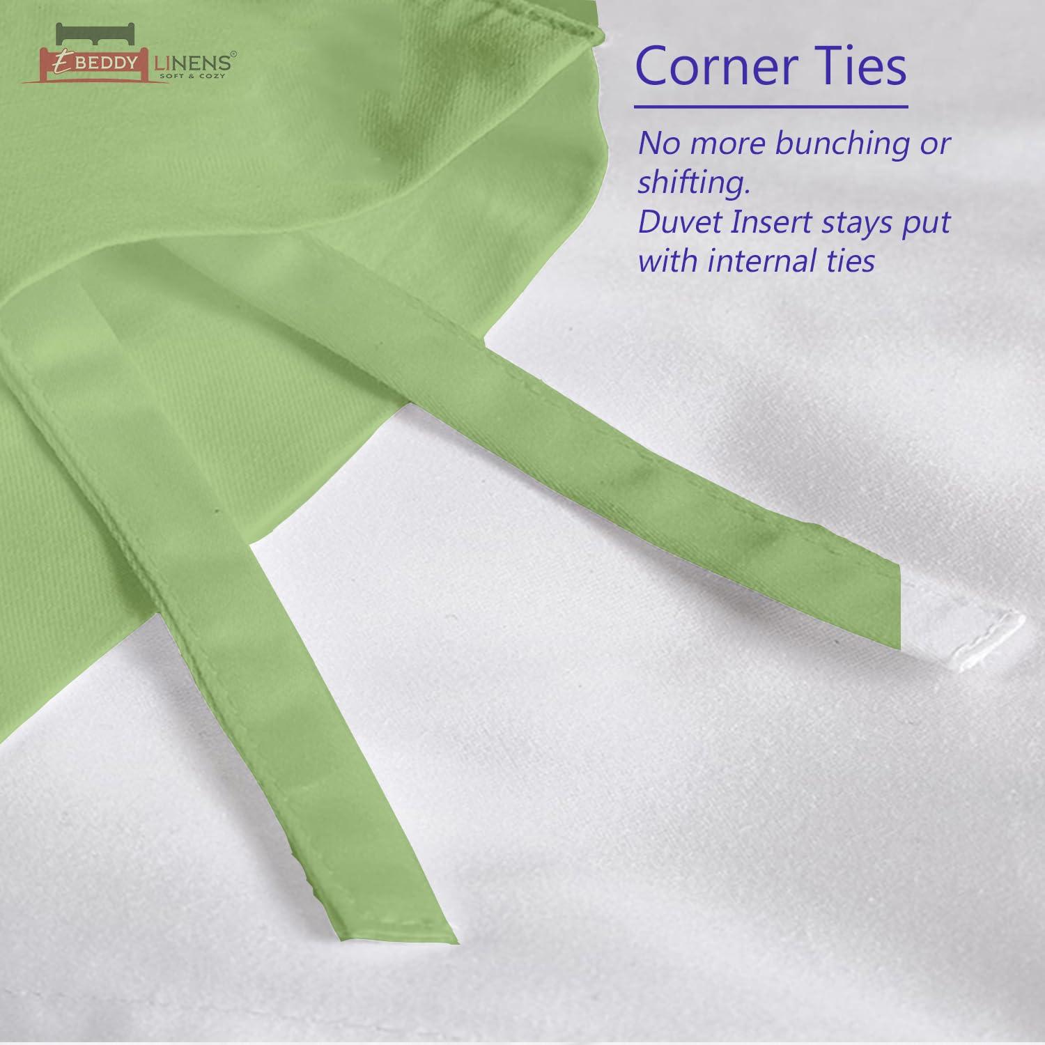 eBeddy Linens eBeddy Linens Pinch Pleated Pintuck Duvet Cover Set Full 80x90 Inch 100% Microfiber Soft and Breathable 3 Pieces Premium Comforter Cover Zipper Closure & Corner Ties, Moss