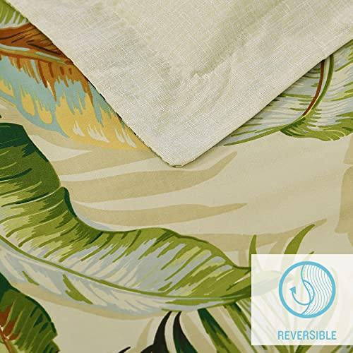 Tommy Bahama Tommy Bahama - Queen Comforter Set, Cotton Sateen Bedding with Matching Shams & Bedskirt, Home Decor for All Seasons (Palmiers Green, Queen)