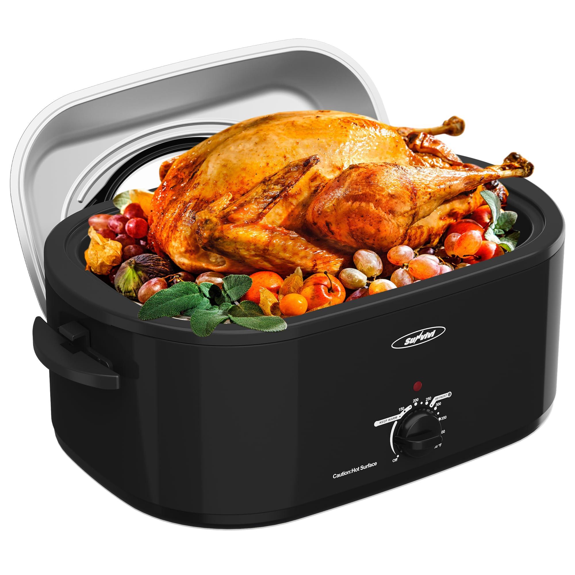 Sunvivi Sunvivi Electric Roaster, 26 Quart Electric Roaster Oven with Self-Basting Lid, Turkey Roaster Oven Buffet with Removable Pan, Cool-Touch Handles, Black