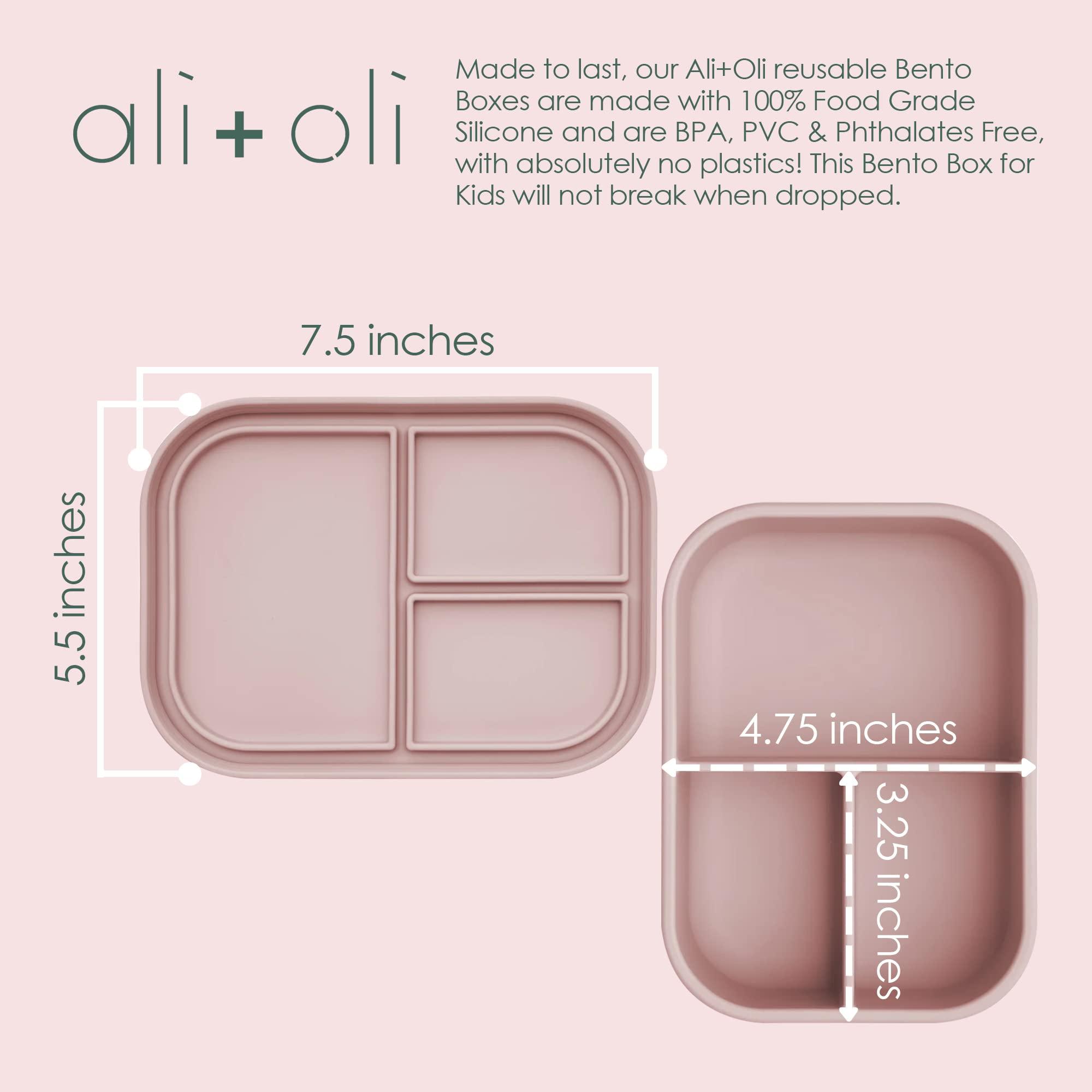 Ali+Oli Ali+Oli Bento Box (Rose) and Smock Bib (2-pk) Set (Butterfly, Blush) Back to School Bundle