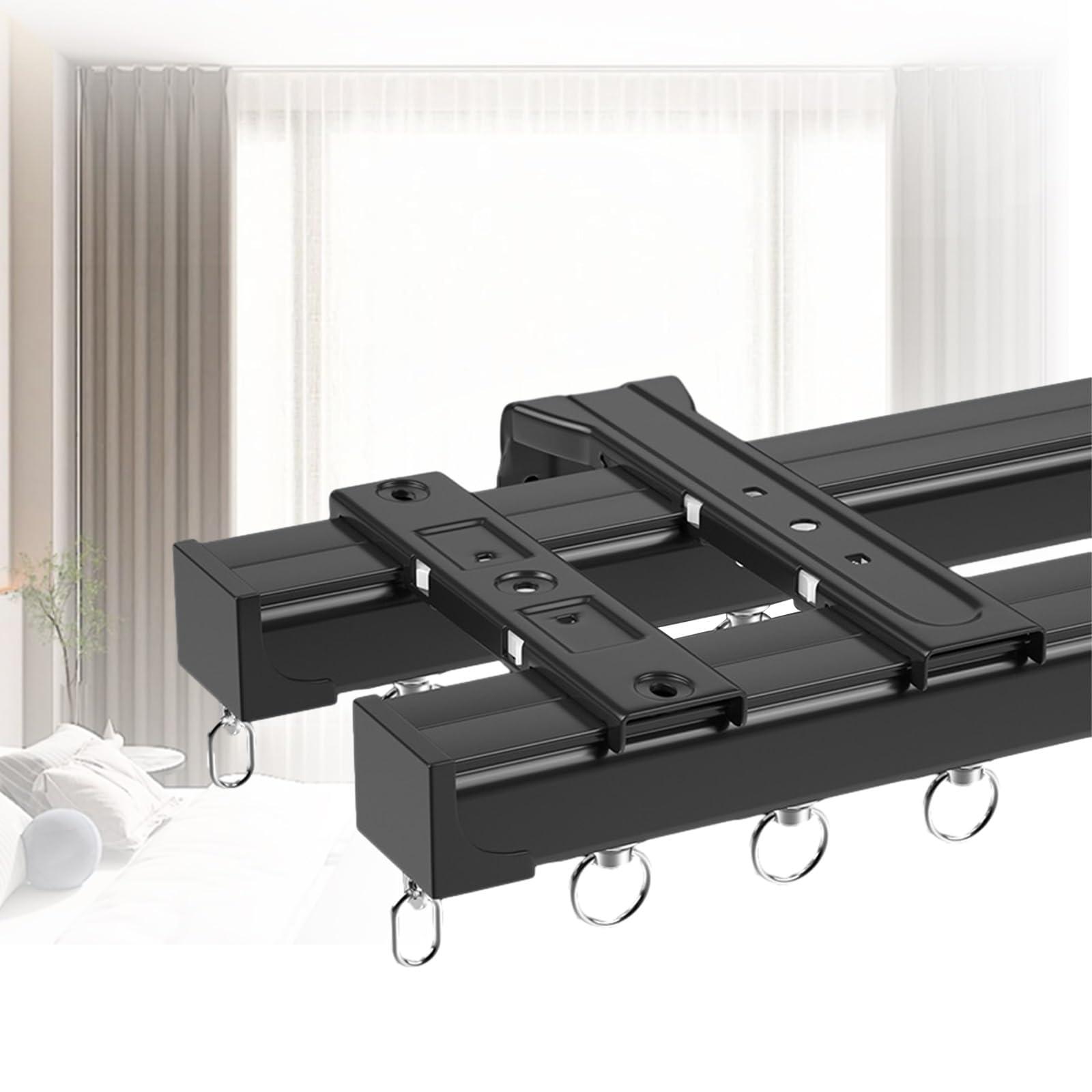 ROFBIHG Aluminum Ceiling Curtain Track, Heavy Duty Curtain Track System, Curtain Track Rail Fixings, Built-in Room Divider Sliding Rail, Ceiling Track Set for Curtains, Can Be Used for Windows, Bedrooms (Col
