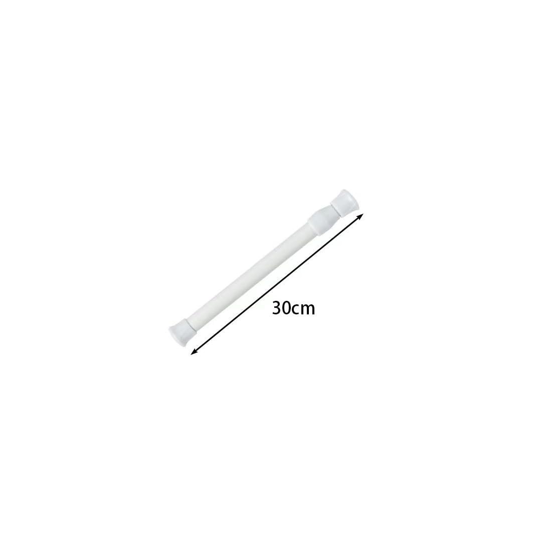 HomeLoft Basics Spring Tension Curtain Rods Short Tension Rod (White, 30" to 50"-2Pcs 2 hooks)