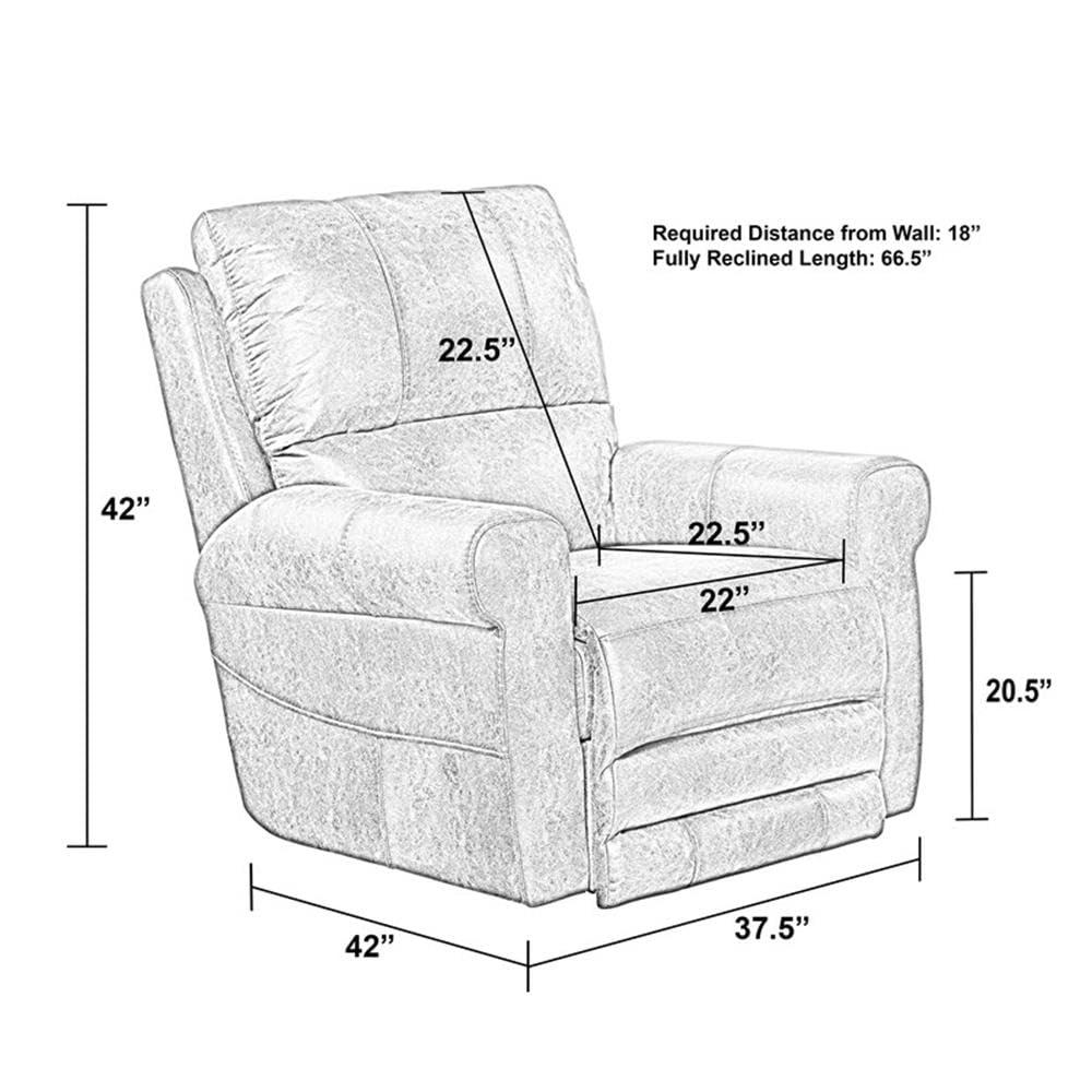 BOWERY HILL BOWERY HILL Power Wall Hugger Recliner in Brown Polyester Fabric