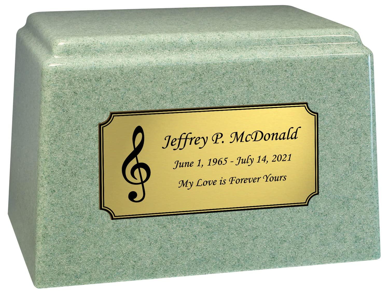 Mainely Urns Music Themed Irish Mist Promise Cremation Urn for Ashes with Personalization - Cultured Marble Urn - 200 Cubic Inch Capacity for a Person Weighing Up to 200 Pounds