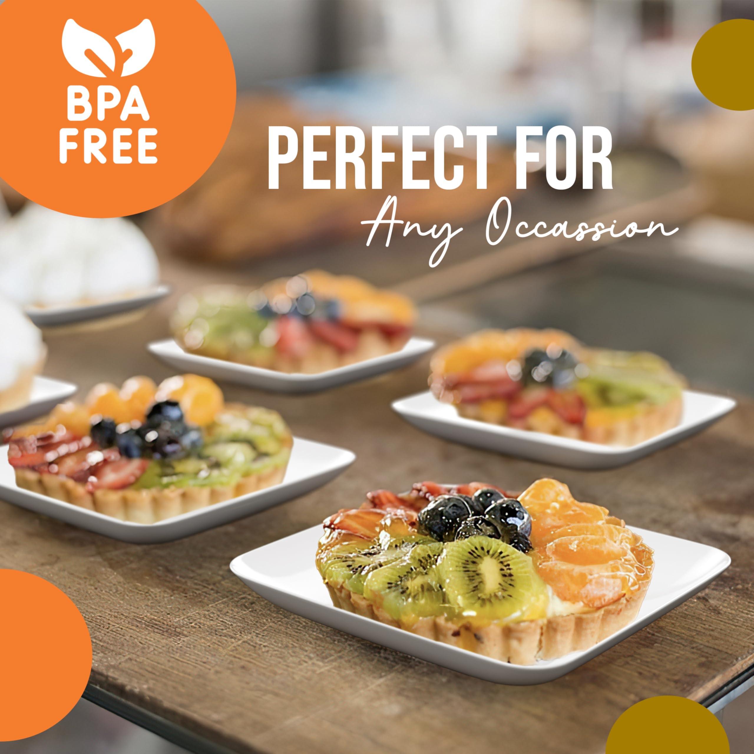 Exquisite Exquisite Tiny Mini Dessert Plates Disposable Appetizer Plates - 120 Pack 2.4 In. x 2.4 In. White Dessert Plates - Small Plastic Disposable Dessert Plates are BPA Free - Wedding Dessert Plates