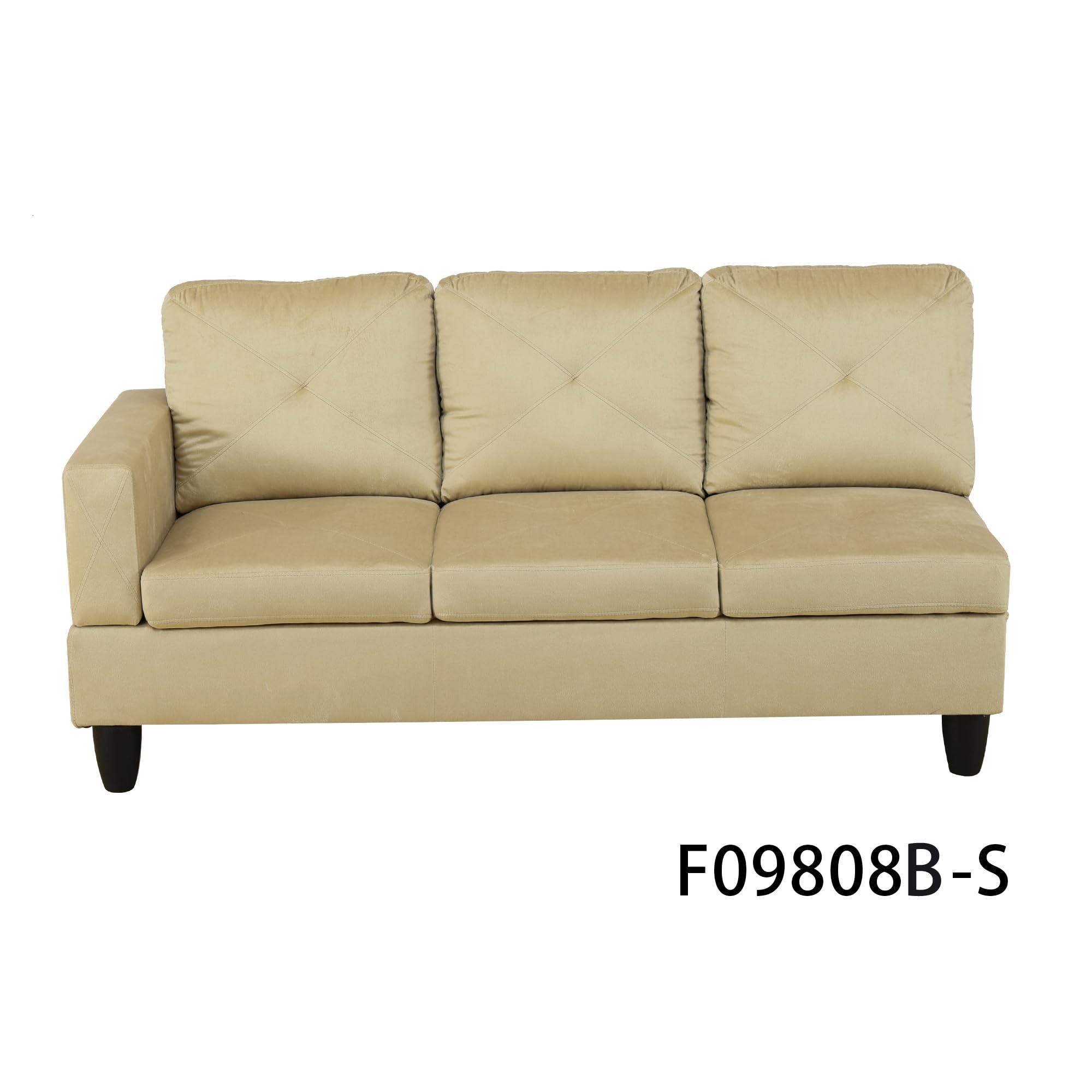 LOPOO LOPOO 3 Piece L-Shaped Sectional Sofa with 66.5'' Right Chaise Lounge, Storage Ottoman & Throw Pillows, 97'' Living Room Set, 5 Seat Upholstered Modular Sectional Couch for Apartment Beige Microfiber