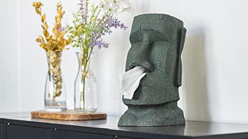 Rotary Hero Rotary Hero - Moai Tissue Box Holder for Bathroom, Bedroom Dressers, Night Stands, Desks and Tables - Grey