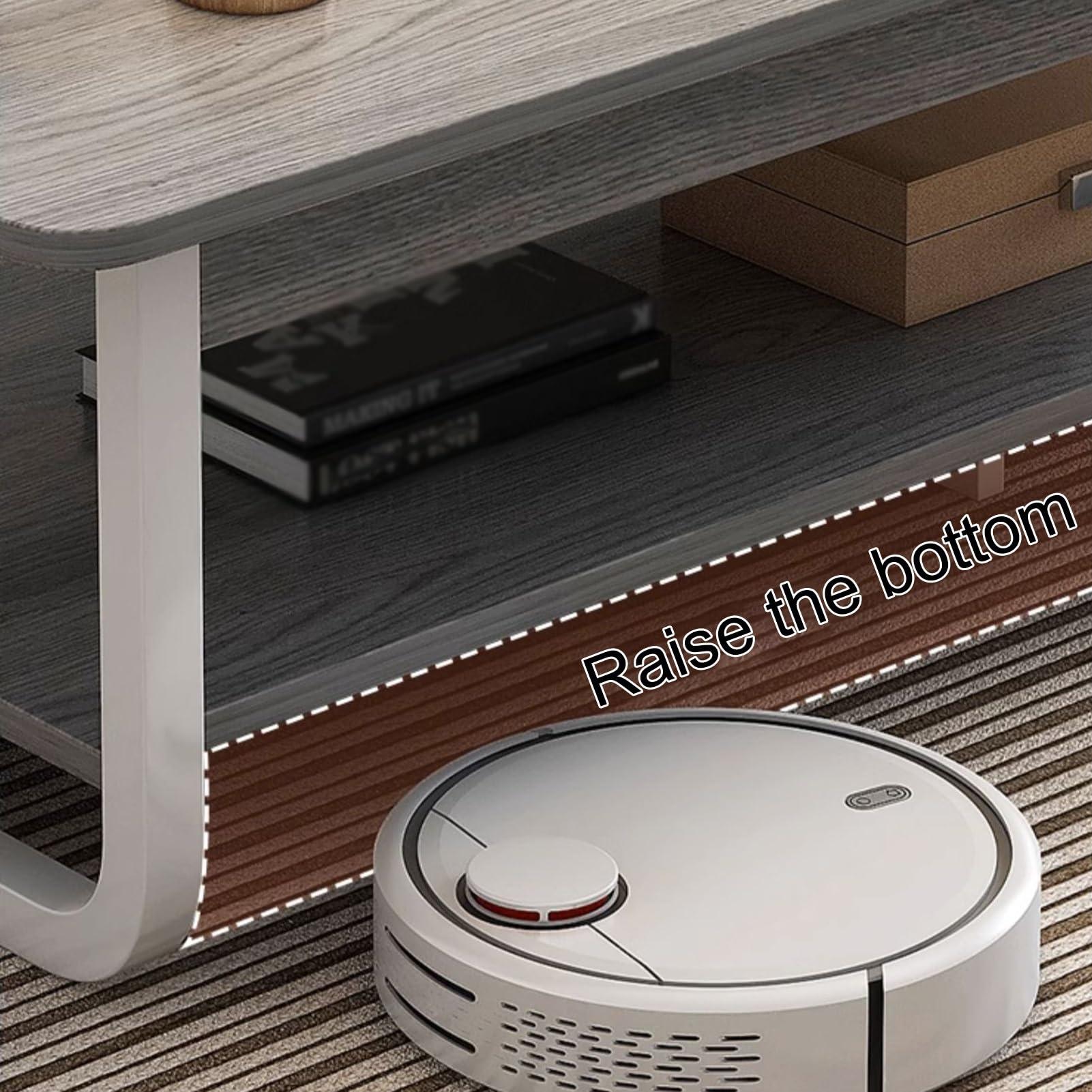 SKINII Coffee Table Square Coffee Tables Simple Modern Center Table for Living Room Home Office, for Storage and Display 2 Tier Sofa Table, Sturdy and Easy Assembly