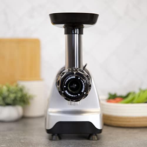 Omega Omega CNC80S Cold Press Juicer Machine, Vegetable and Fruit Juice Extractor and Nutrition System, Triple-Stage Slow Masticating Juicer, 200 W, Silver