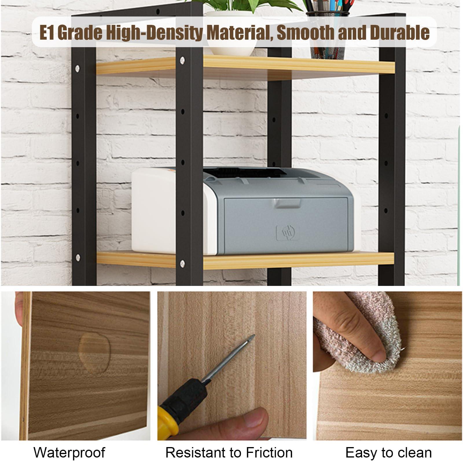 JIXDILO JIXDILO 4-Tier AV Media Stand with Wheels Adjustable Height Wooden Shelves Stereo Component Cabinet Storage Rack Audio Rack Tower for DVD Players Game Console TV Box(7-Tier, White+Wood)