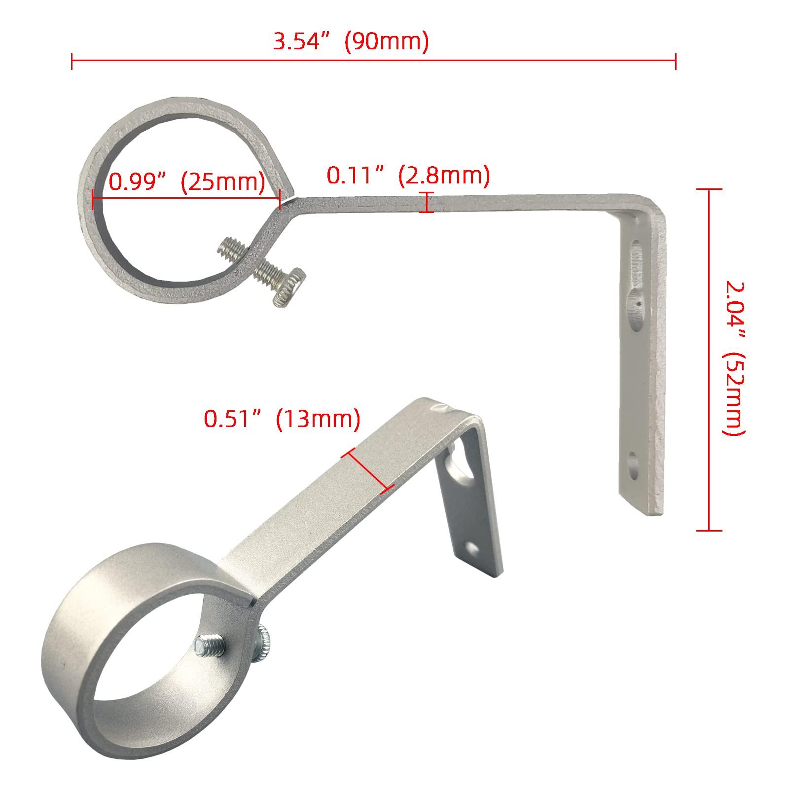 Kowibcl Kowibcl Ceiling Curtain Rod Bracket, 27 Pcs Ceiling Mounted Curtain Rod Brackets for 7/8 Inch Curtain Rod Holder, Heavy Duty Ceiling Bracke for Wall, Silver