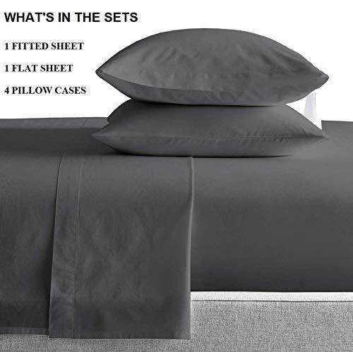 Kamas Home Collection Kamas 6PC Sheet Sets California King Dark Grey 1000 Thread Count Egyptian Cotton, Sateen Weave for Soft&Comfort Feel, Fits Mattress Upto 18\'\' Deep Pocket (Cal.King- 6 PC Sheet Sets, Dark Grey)