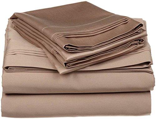 KANAK BEDDING 400 Thread Count 100% Natural Cotton 4 Piece Premium Sheet Set (1 Fitted Sheet, 1 Flat Sheet and 2 Pillowcases) Fit Up to 18-Inch-Deep Pocket (RV-King, Taupe Solid)