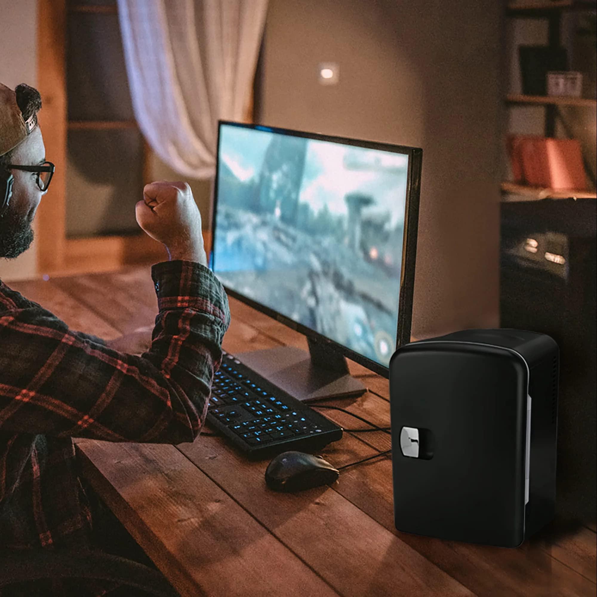 PERSONAL CHILLER Personal Chiller Portable Mini Fridge 4L/6Cans Cooler and Warmer, Mini Compact Refrigerators - Black