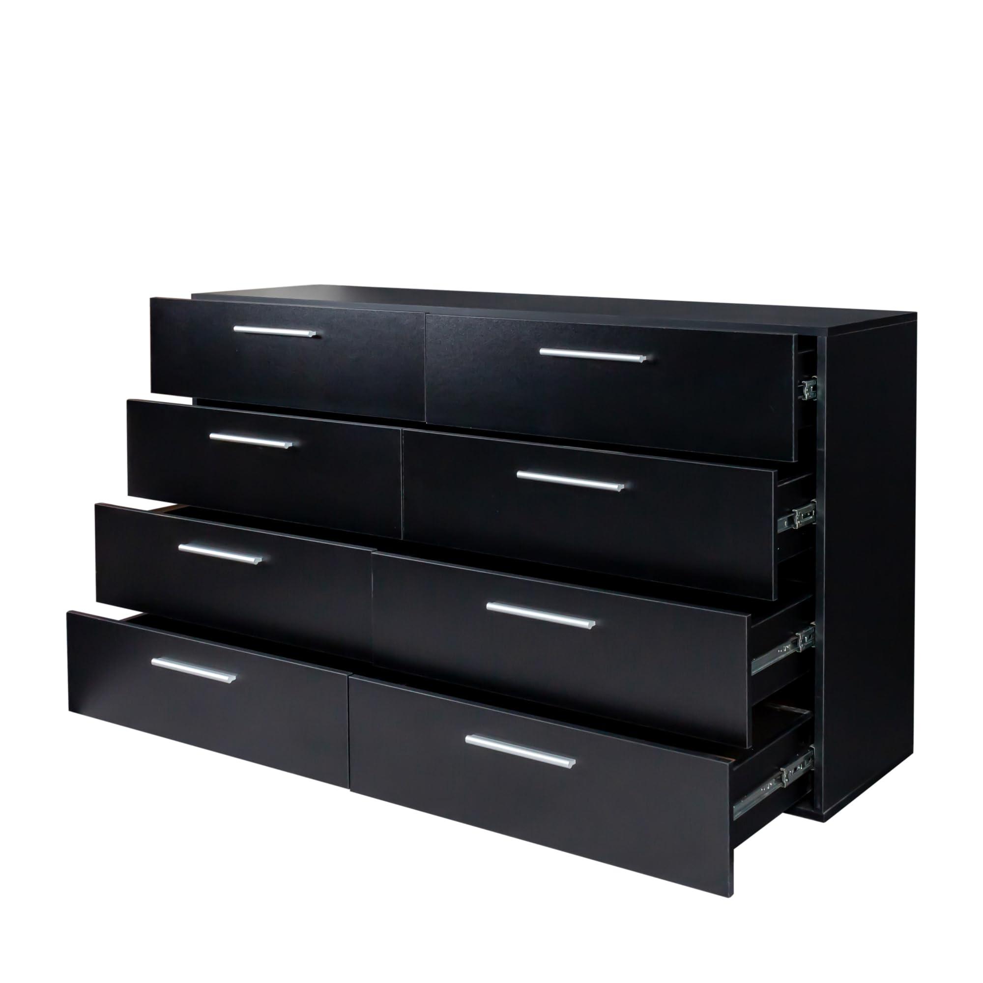 UZUGUL UZUGUL Black Dresser for Bedroom,Modern Large 8 Drawer Dresser,Wood Dresser,Storage Chest of Drawer,Dresser Bedroom Furniture,TV Dresser for Living Room