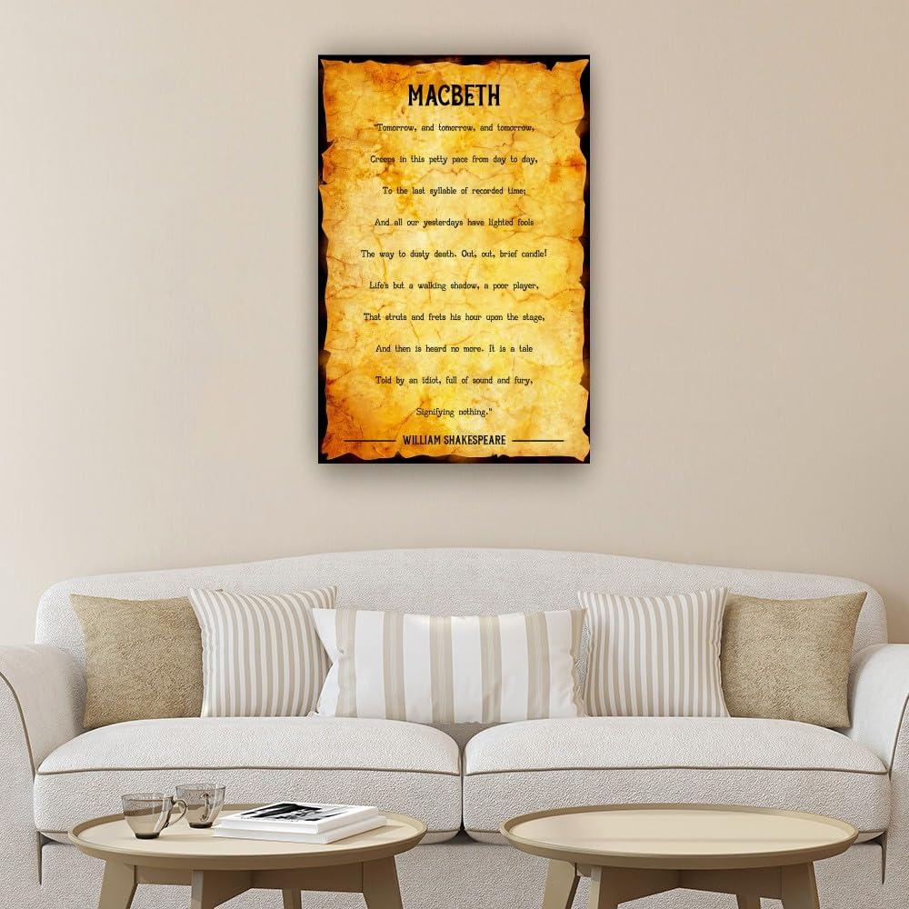 Peastrog Peastrog Macbeth Poem Wall Art Quotes Poster Landscape Painting Canvas Set Modern Home Decorations for Bedroom Picture for Hallway Vertical Artwork (16.00\'\'x24.00\'\',Framed)