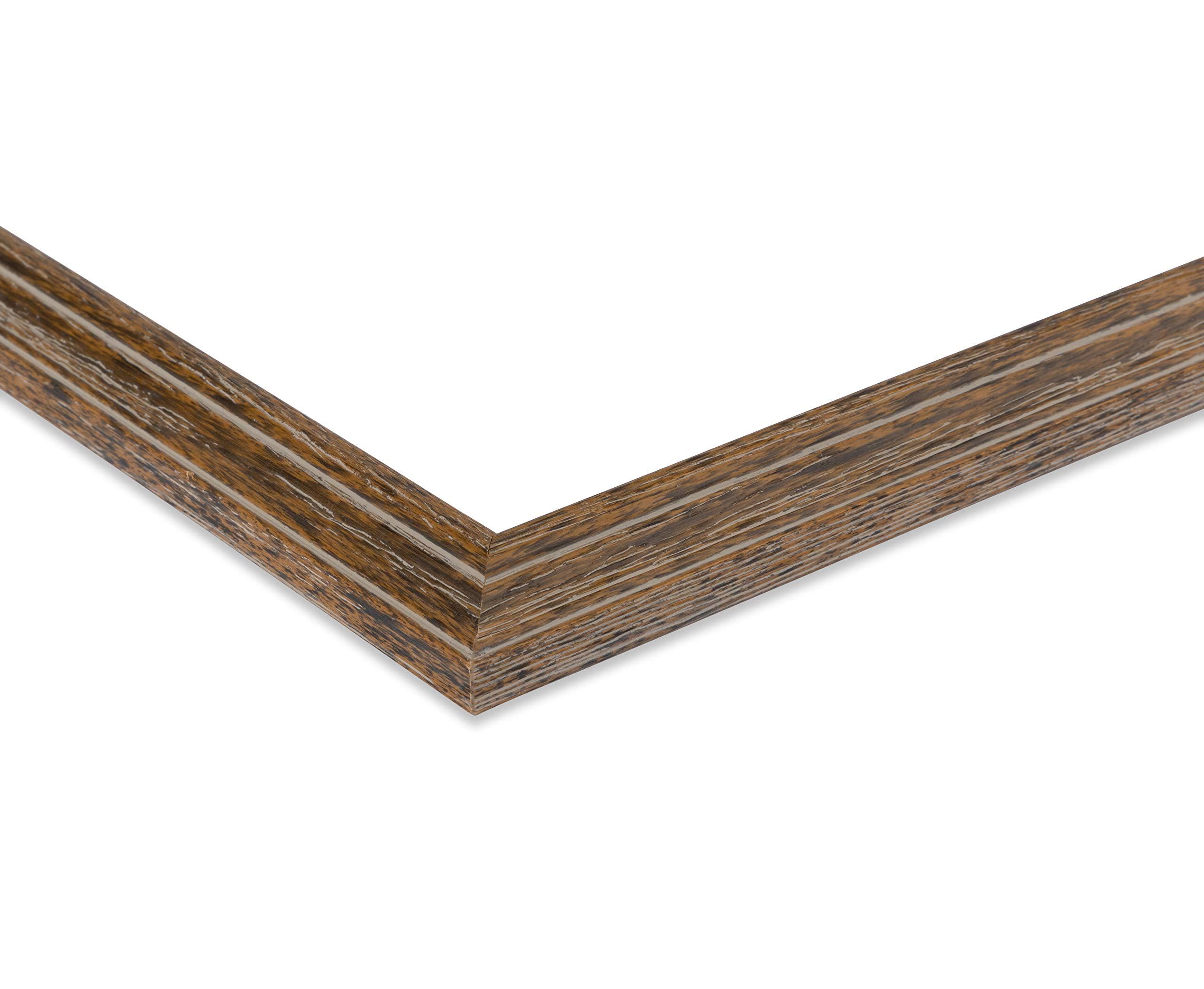 ArtToFrames ArtToFrames 26x34 Inch Brown Picture Frame, This 1.11\" Custom Wood Poster Frame is Walnut With Black Stripes, for Your Art or Photos, 2WOMD6596-26x34