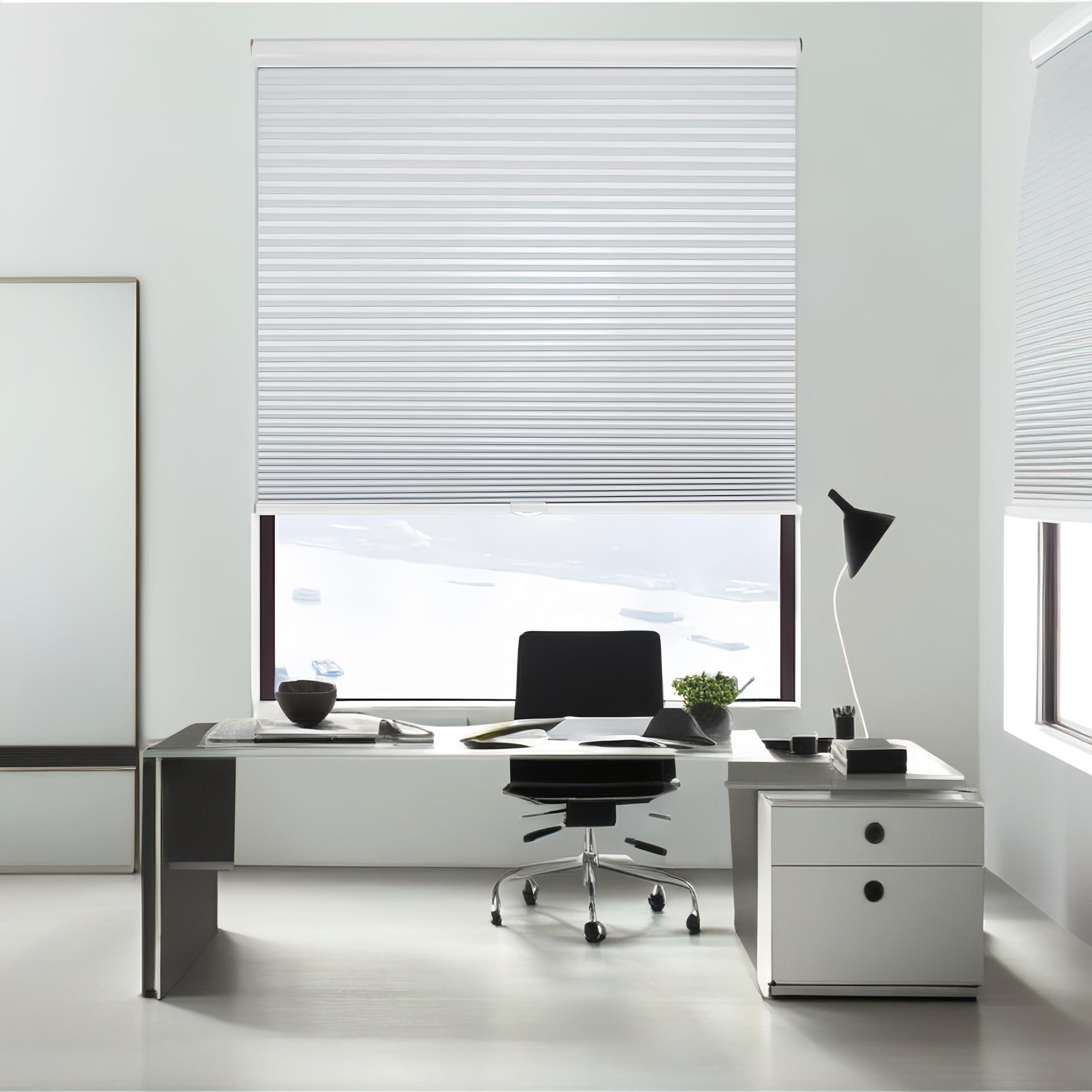 SLDSVVWD Cordless Blackout Honeycomb Curtains, Windows and Doors Aluminum Honeycomb Blinds, Custom Honeycomb Blinds and Family Kitchen Bedroom Children\'s Room Office Curtains, White 69\" Wx Custom