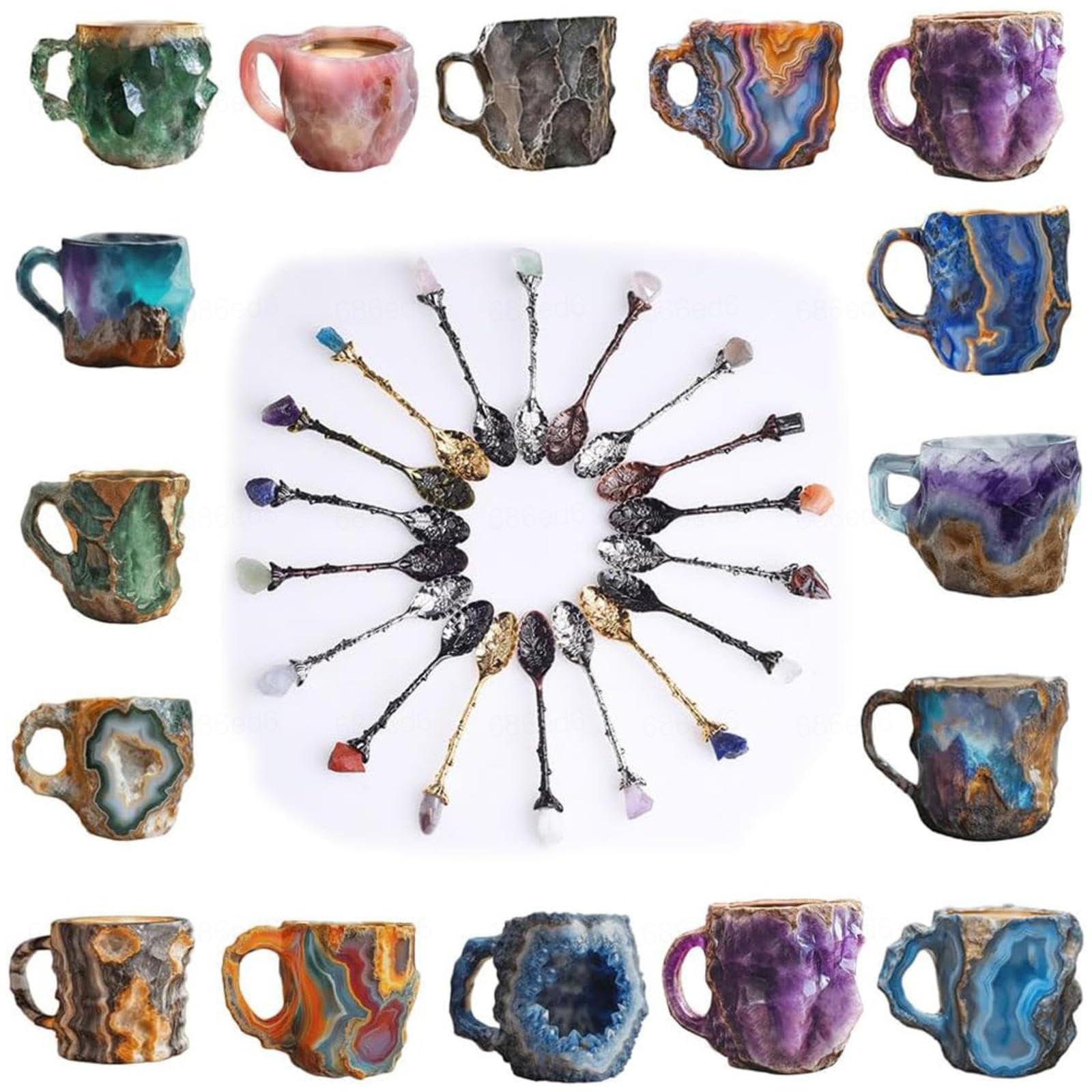 WonQcin WonQcin Mineral Crystal Coffee Cup, Unique Coffee Mugs Elegant Luxury Crystal Gift, Custom Coffee Mug, K