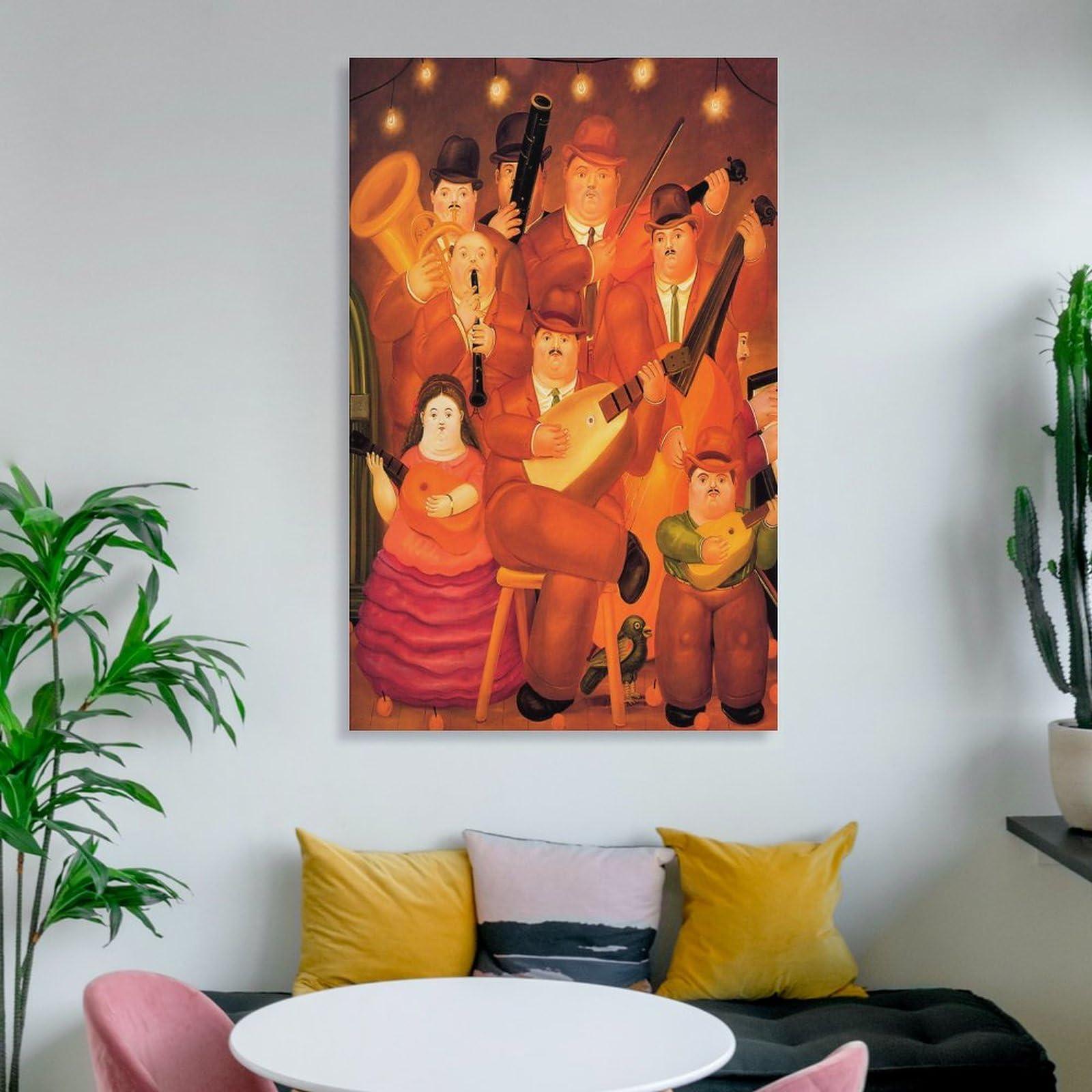 Generic Fernando Botero The Musicians Wall Art Poster Gifts Bedroom Prints Home Decor Hanging Picture Canvas Painting Posters 24x36inch(60x90cm)