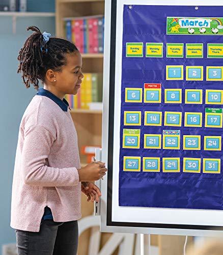 Carson Dellosa Education Carson Dellosa 25\" x 35\" Deluxe Calendar Pocket Chart, Monthly Calendar Pocket Chart for Classroom with Day, Week, Holiday Cards and Storage Pouches and More