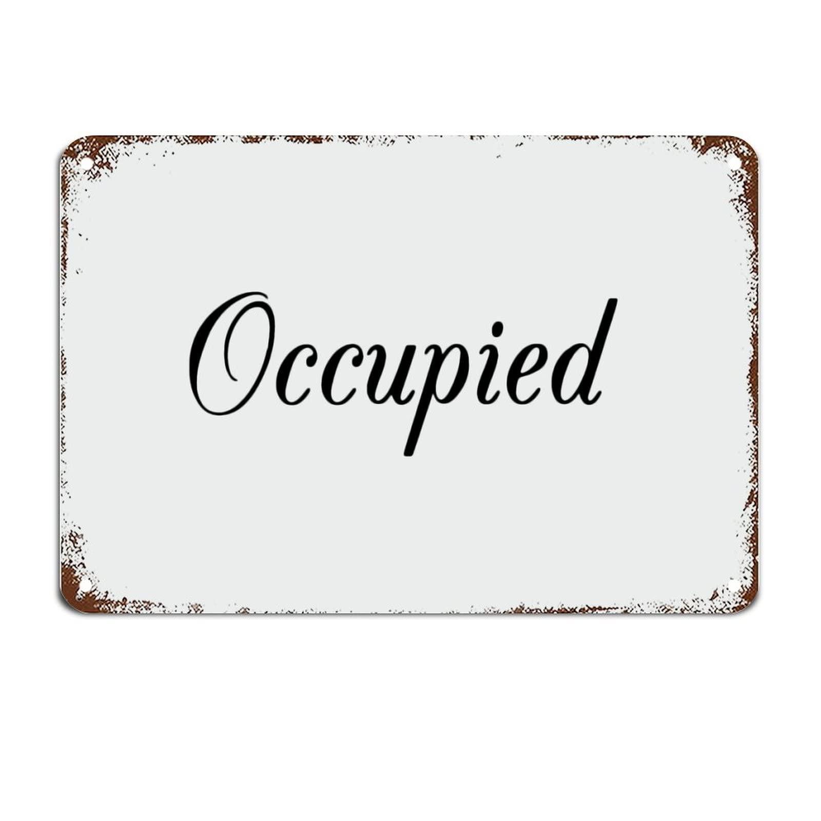 Generic Occupied Sign Bathroom Door Sign Toilet Signs with Quotes Metal Sign Motivational Wall Art Rustic Wall Decorations for Living Room Kitchen Wall Hanging Signs Wall Sign 8x12 inch