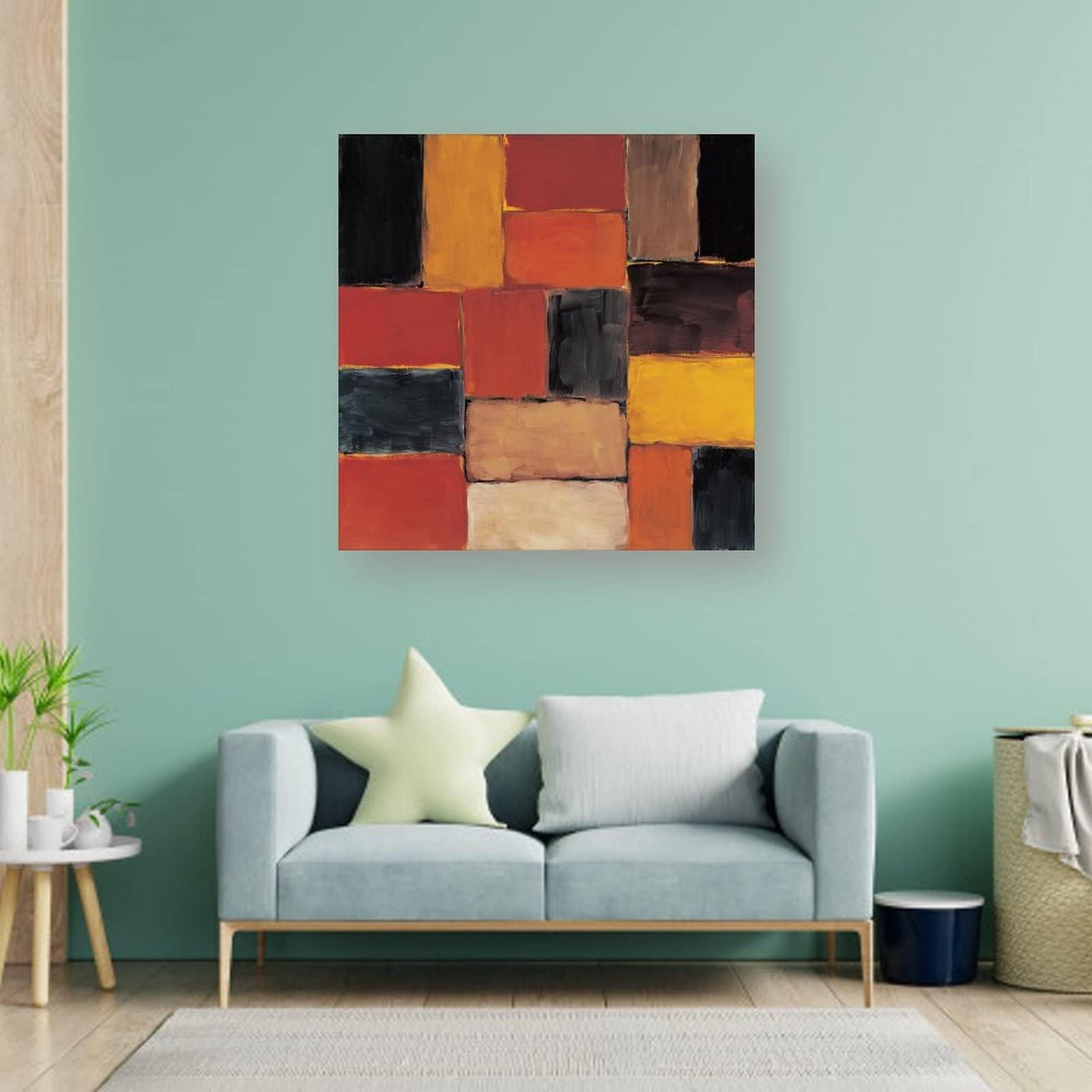 LEIZHANG Sean Scully Wall of Light, Red Summer Large Canvas Print Famous Painting Abstract Painting Office Home Wall Art Classroom Library Coffee Shop Wall Decoration Painting Oil on Canvas Print Photo Art Pai
