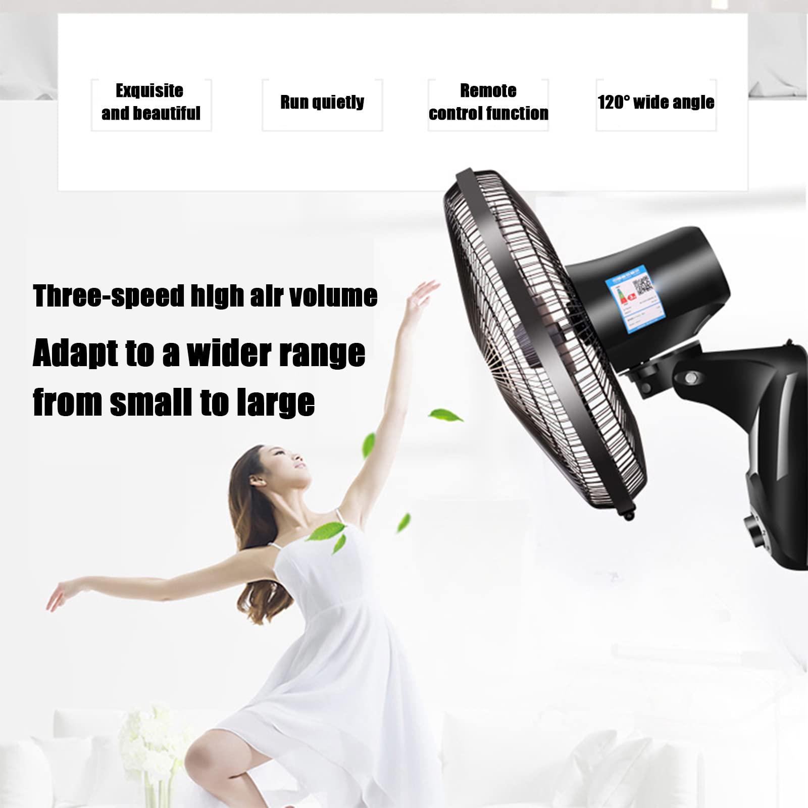 HomeLoft Basics Wall Mount Fan, 16 Inch 9 Blades 3 Speeds Wall Fan with Remote Control, Adjustable 120 Degree Oscillating 8 Hour Timer, Household Wall Mount Fans