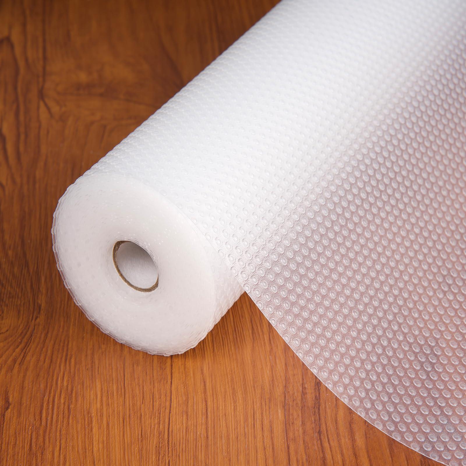 KIAIEIU Shelf Liners for Kitchen Cabinets Non-Adhesive & Washable,Non Slip Cabinet Liners for Shelves Waterproof & Oil Proof,Clear Plastic Drawer Liner,Easy to Cut & Food-Grade EVA 17.5\'\' x 10\' CT-1710