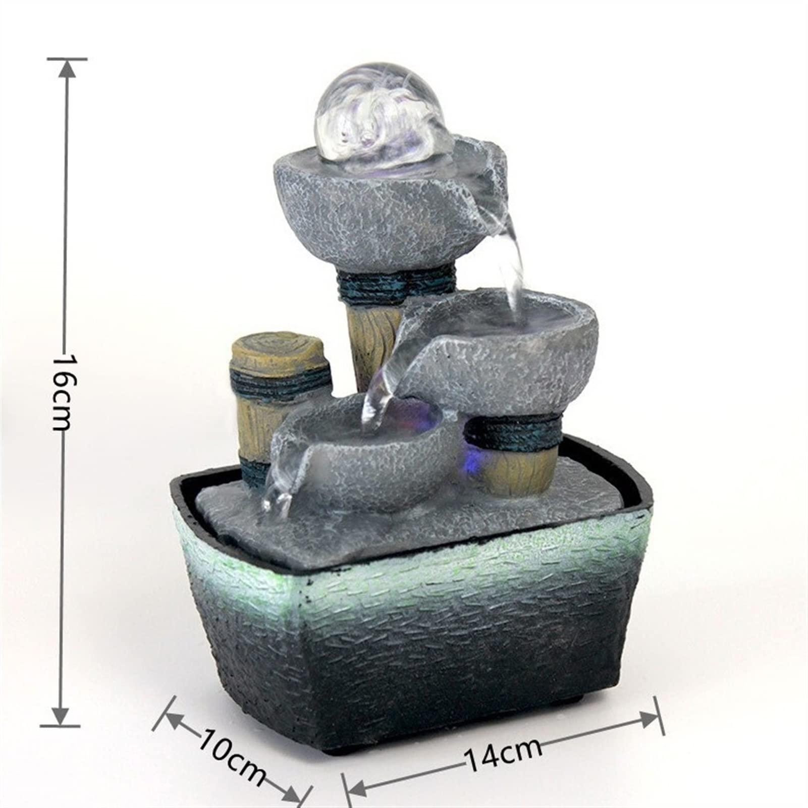 ELEVATING Tabletop Fountain Desktop Fountain Office Desk Decor Tabletop Fountain Water Pump Landscape Decoration Indoor 3-Layer Water Waterfall Fountain Water Fountain Indoor