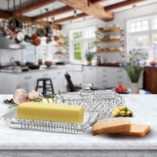 Godinger Godinger Butter Dish with Lid, Dublin Crystal Collection, 8\", Clear