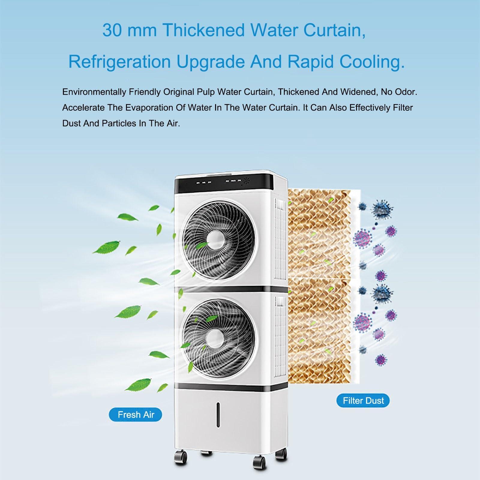 WANGCEPLSD Evaporative Air Cooler, Swamp Cooler Air Conditioner with 12h Timer for Auto-Off, 3-Speed Windowless Air Conditioner, Smart Remote, Tank Portable Air Cooler for Room