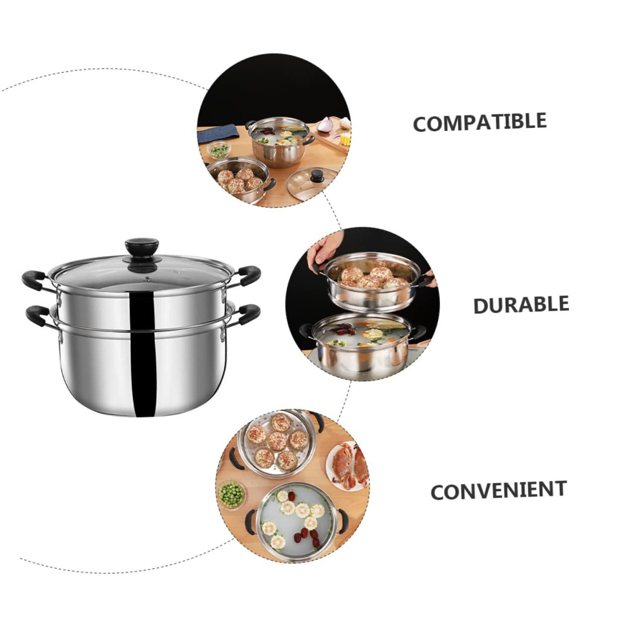 Zerodeko Zerodeko Kitchen Steam Pot Lightweight Compact Stainless Steel Stock Pot for Soup Steaming