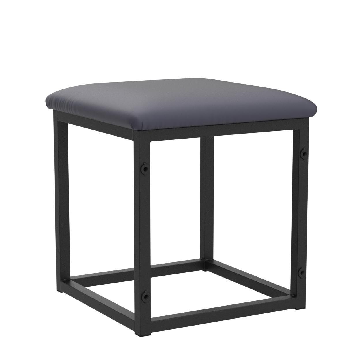 LUGSHIREE LUGSHIREE 5 in 1 Nesting Ottoman Cube Chair, Stackable Stools, Leather Square Ottoman Bench, Foot Stool with Wheels for Living Room,Dining Room 15.75x15.75x16.54 inches