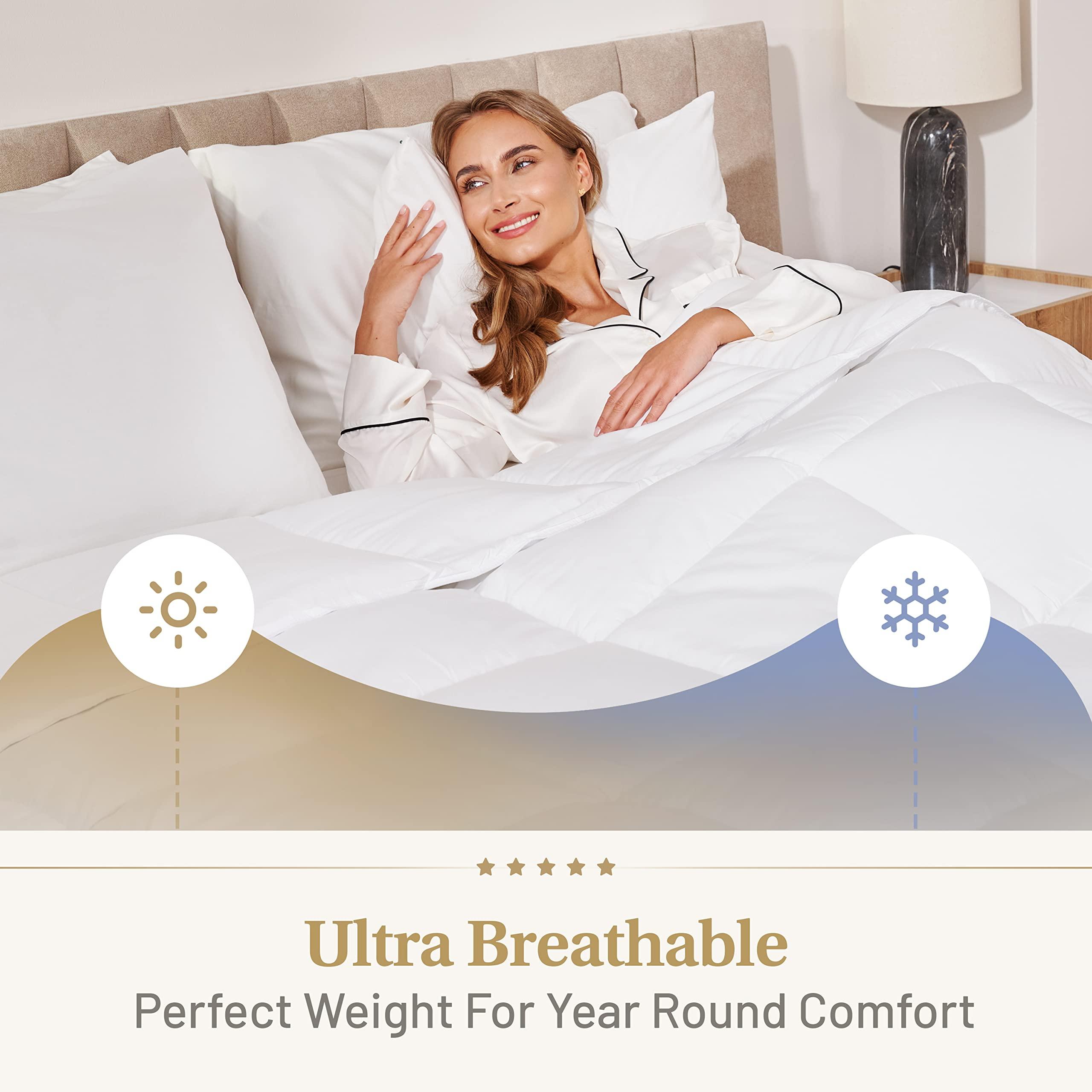 Lavish Comforts Down Alternative Comforter King Size - Fluffy Duvet Insert - Premium Plush All Season - Luxury Breathable Hotel Cooling Comforter - King, White, 104x86 inches - Comes Compressed Packaging