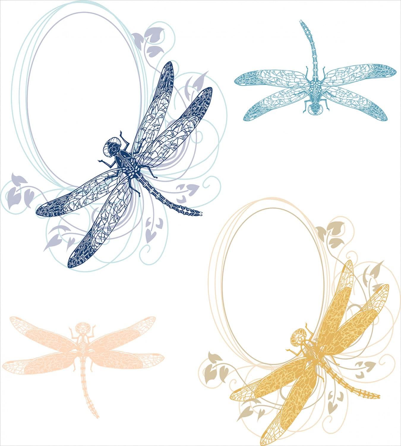 Ambesonne Ambesonne Dragonfly Duvet Cover Sets, Floral Spring Bugs Wings Flower Petals Animal Nature Themed Motif, Bedding Set with 2 Duvet Covers & 2 Pillowcases, 2 Pack Twin Size, Yellow Blue