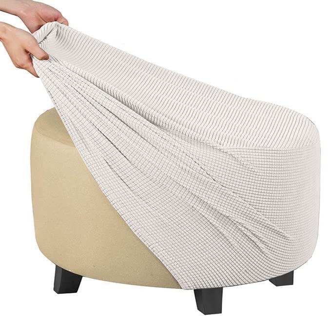 ZYYH ZYYH Stretch Ottoman Cover Slipcovers Round Footstool Cover Black Grey Green Footstool Sofa Slip Storage Stool Covers Soft Furniture Living Room Ottoman Covers Protector (Color : #5, Size : X-Large)