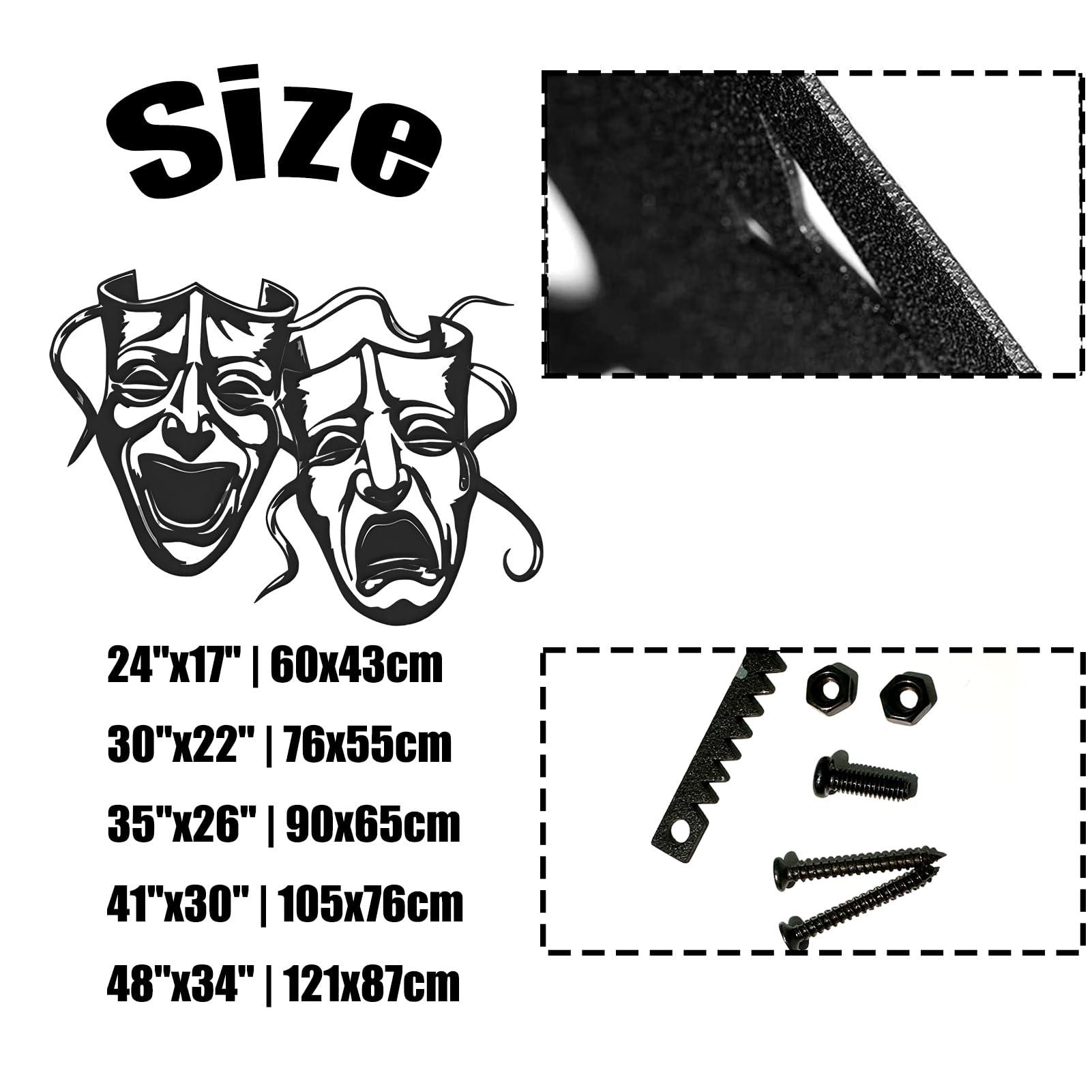 Cadeali Comedy and Tragedy Masks Wall Decor, Drama Faces Wall Art, Metal Wall Art, Theater Mask Happy Sad Face Decor, Wall Theater Mask, Face Metal Wall Art, Living Room Wall Art, Lovers Gifts (Gold, 30"x22" | 76x55cm)